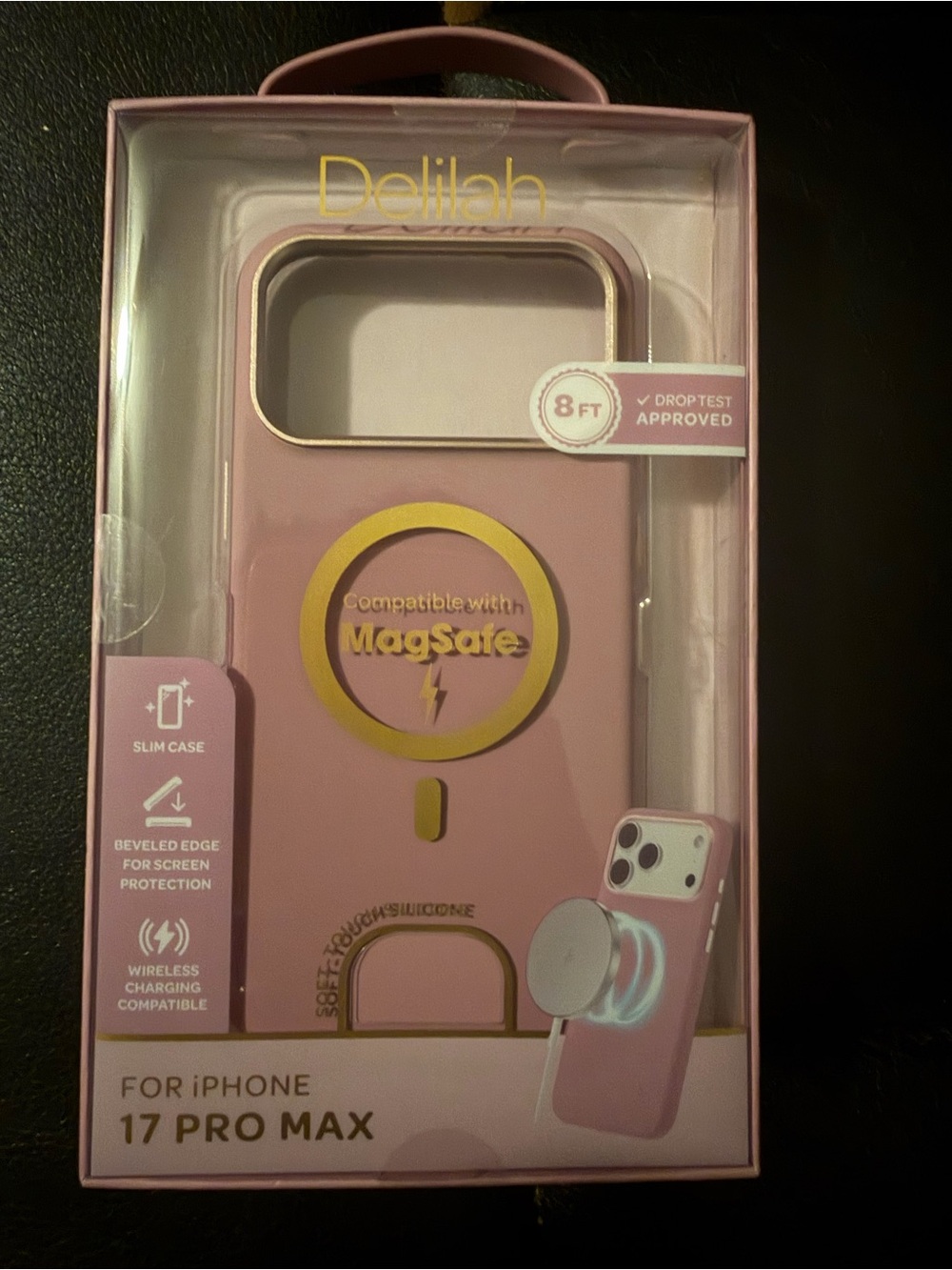 Delilah Wear MagSafe Compatible Slim Case in Dusty Pink with Gold Accents